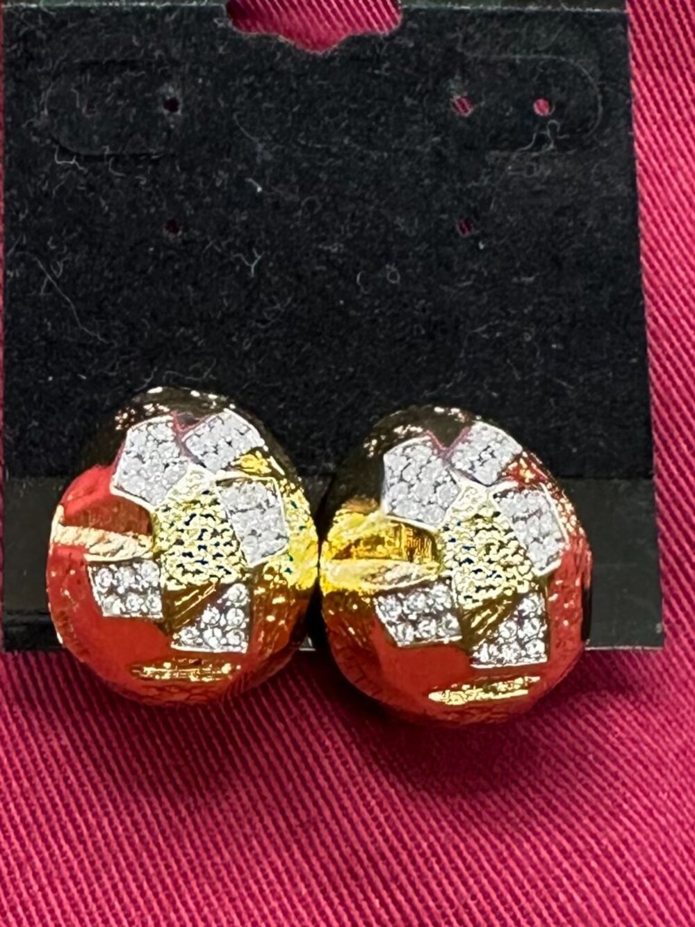 Hutton Wilkinson Foil Nugget Pave Crystal Clip Earrings